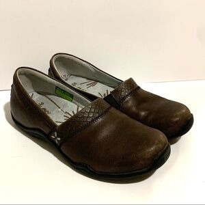 Ahnu Jackie Comfort Brown Leather Mule Flats Size 6.5